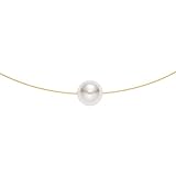 Heideman Halskette Damen Perlenkette aus Edelstahl gold farbend matt Kette für Frauen mit Perle weiss rund 10mm