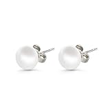 LUINNO® Perlen-Ohrringe Silber 925 | Echte Süßwasserperlen Weiss Rund Ø 6,5 mm | Perlenohrstecker als Damen Modeschmuck