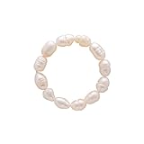 Awesomeonei Elastische Perlenringe für Frauen Mädchen Mikroverstellbare Stretch-Stapelringe Valentinstagsgeschenk für Freundin
