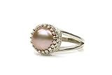 Anemone Jewelry Stilvoller Pearl Ring - 14K Gold / 925 Sterling Silber Ring mit Rosa Süßwasserperle - Perlenringe für Jeden Anlass - Handgemachte Edelsteinringe