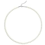 BABEYOND Damen Perlen Ketten Kurze Runde Imitation Perle Halskette Hochzeit Perlenkette für Bräute Weiß (Durchmesser der Perle 6mm)