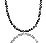 David Galvani ® Kurze Herren Kette Perlenkette aus Lava in Schwarz 50cm (50, Schwarz/Lava)