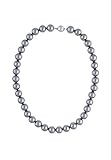Leslii graue Damen-kette Perlen-Collier echte Muschelkern-Perlen graue Perlen-Kette kurze Halskette Modeschmuck-Kette 44cm Grau Magnet-verschluss