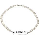 Urban Classics Unisex Halskette Pearl Fuck Necklace für Frauen und Männer Perlenkette mit stylischem FU*K Anhänger, one size