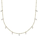 BONNYBIRD® Perlen Kette Gold Halskette Perlen Damen Kette mit Perlenanhänger Gold Süßwasserperlen Kette