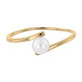 Heideman Ring Damen Perlenring aus Edelstahl gold farbend matt Damenring für Frauen mit Perle
