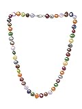 TreasureBay Halskette mit Süßwasserperlen, mehrfarbig, 8–9 mm, Karabinerverschluss, 53 cm
