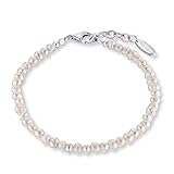 Engelsrufer® Damen-Armband hochwertiges Perlen Damen, echte Perlen Süßwasserperlen weiß, Perlenarmband Kugelarmband Sterling Silber 925 Verschluss