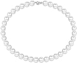 MILACOLATO Perlen Kette 925 Sterling Silber für Männer, Weiße Runde Simulierte Muschelperlen Kette, Choker Halskette für Damen und Mädchen, 6–10 mm