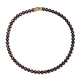 Perlenkette echt tahiti-schwarz gold Silber 925 Länge 50 cm mit Süßwasser Perlen