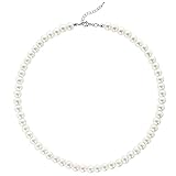 BABEYOND Perlenkette Damen Perlenkette Herren Perlen Ketten Kurze Runde mit 6–10 mm Perlen Runde Simulierte Muschelperlen Kette, Choker Halskette für Frauen und Mädchen (Durchmesser der Perle 8mm)