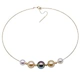 JYX Pearl Choker-Halskette, AAA-Qualität, wunderschöne, echte 9,5–13 mm große runde goldene & weiße Südsee-Perlen und schwarze Tahiti-Perlen-Halskette für Frauen, als Geschenk, 40,6 cm