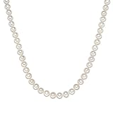 Valero Pearls Damen-Kette mit Süßwasser-Zuchtperlen in ca. 10 mm Rund weiß 925 Sterling Silber 52 cm - Perlenkette Halskette mit echten Perlen 340315
