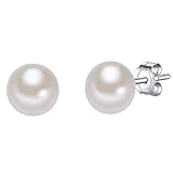 Valero Pearls Damen-Ohrstecker Hochwertige Süßwasser-Zuchtperlen in ca. 7 mm Button weiß 925 Sterling Silber - Perlenohrstecker mit echten Perlen 178810