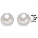 Valero Pearls Damen-Ohrstecker Hochwertige Süßwasser-Zuchtperlen in ca. 9 mm Button weiß 925 Sterling Silber - Perlenohrstecker mit echten Perlen 181160