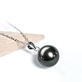 YYQPF Tahiti-Perlen-Anhänger, schwarze Perlen-Halskette, 18 Karat Gold, echte Südsee-Zuchtperlen, Halsketten für Damen, mit 45,7 cm Silberkette (12 mm, Silber)