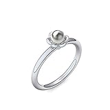 Silber Ring Akoya Perle grau 925 + inkl. Luxusetui + Akoya Perle grau Ring Silber Perlenring Silber (Silber 925) - Uniqueness Amoonic Schmuck Größe 48 (15.3) AM217 SS925PGPE48