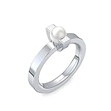 Silber Ring Akoya Perle weiß 925 + inkl. Luxusetui + Akoya Perle weiß Ring Silber Perlenring Silber (Silber 925) - The Pearl Amoonic Schmuck Größe 60 (19.1) TS06 SS925PWPE60