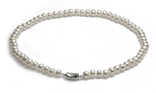 Schmuckwilli echte Perlen Süßwasserperlen Perlenkette weiß mit 925 sterling Silber Verschluß 45cm 7-8mm dsk1005-45