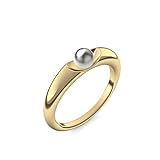 Perlenring Gold Ring Akoya Perle grau 585 + inkl. Luxusetui + Akoya Perle grau Ring Gold Perlenring Gold (Gelbgold 585) - Ladylike Amoonic Schmuck Größe 50 (15.9) - AM64 GG585PGPE50
