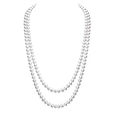 Mecool Dame Weiße elegante künstliche Perlen-Halsketten -lange Strickjacke-Perlen-Ketten-Halskette