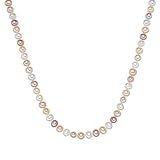 Valero Pearls Damen-Kette Hochwertige Süßwasser-Zuchtperlen in ca. 7 mm Oval weiß/apricot/flieder 925 Sterling Silber in verschiedenen Länge - Perlenkette Halskette mit echten Perlen 60201627
