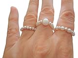 ◦•●◉✿ SÜSSWASSERPERLE RING SET AUS 3 RINGEN ✿◉●•◦ elastischer Ringe mit kleinen Perlen