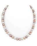 THE PEARL SOURCE - Mehrfarbige Perlenkette AAAA 8-9mm Süßwasser Zuchtperlen Halsketten für Frauen - Perlen Kette Opera - Länge 91cm - mit Gelbgoldverschluss