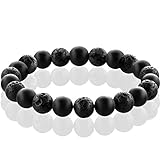 FABACH Spirituals™ Chakra Perlenarmband mit 8mm Lavastein-Perlen und Onyx-Natursteinen (schwarz) - Yoga Armband aus 21 Heilsteinen - Energiearmband für Damen und Herren