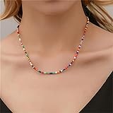 GUYAQ Frauen Perlenkette Bunte Hirse Perlen Damen Kragen Perlen Schlüsselbein Kette Statement Kragen Perlen Halskette Frauen Geschenk,Gemischte Farbe