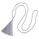 KELITCH Damen Süßwasserperlen Perlenkette Böhmische Quaste Halskette Lange Kristallketten Halskette Neu