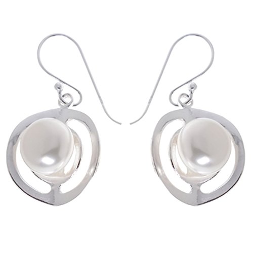 Chic-Net silberne Kreise Perlenohrringe Südseeperle 925er Sterling Silber Perlen Ohrringe 18 mm