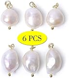 6 Stücke Süßwasserperle Anhänger Weiße Perlen zum Auffädeln Muschelperlen Barockperlen Halskette Ohrringe Armband Anhänger für Schmuckherstellung