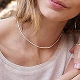 CXWK Minimalistische echte Perlenkette Süßwasserperlenkette Halsreif Einfacher zarter Schmuck für Frauen