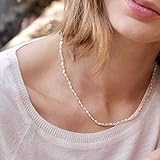 CXWK Minimalistische echte Perlenkette Süßwasserperlenkette Halsreif Einfacher zarter Schmuck für Frauen