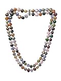 TreasureBay Halskette zweireihig Süßwasserperlen mehrfarbig 8-9 mm