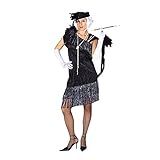 Das Kostümland Charlston Kleid mit Stirnband für Damen 20er Jahre Stil schwarz - 36/38