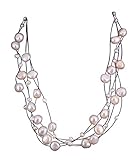 NicoWerk Damen Perlenkette Barockperle 3 8mm aus 925 Sterling Silber Weiß Hochzeit Brautschmuck Mehrreihig Echte Perlen Zuchtperlen Collier PKE121