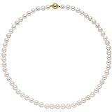 Jobo Damen Kette mit Akoya Perlen und 925 Silber vergoldet 43 cm Perlenkette