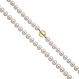 Jobo Damen Perlenkette aus Akoya Perlen 45 cm Schließe 925 Silber Gold vergoldet matt