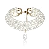 Ushiny Vintage Imitation Perlen Halsketten Perlenkette 20er Jahre Flapper Gatsby Themed Prom Festival Party Halsketten Schmuck für Frauen und Mädchen