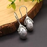 Natürliche Süßwasser Barock Grau Perle Ohrringe Für Frauen 925 Sterling Silber Tropfen Ohrringe Luxusschmuck