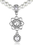 LUISIA Perlenkette mit Anhänger Herzblüte und Perlenanhänger - Schmuck Collier für Hochzeit als Brautschmuck, zu Dirndl und Trachten