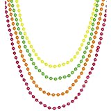 Widmann 05843 - Halskette mit Neonfarbenen Perlen, 4 Stück, Schmuck, Halsband, 80er Jahre, Karneval, Mottoparty