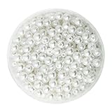 Fenteer 500er Pack Kunstperle 6mm Perlen Wachsperlen Dekoperlen Bastelperlen mit Loch Zwischenperlen - Weiß